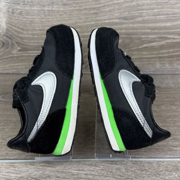 Nike Waffle Trainer 2 Toddler Boy Sz 8 Black Silver Green Low Lace Up Sneakers - Picture 10 of 10